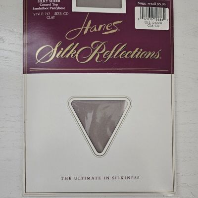 Vintage 1994 Hanes Silk Reflections Pantyhose Size CD Clay Sandalfoot Style 717