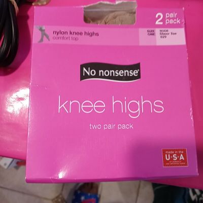 No Nonsense Premium Nylon Legwear Knee Highs Sheer Toe- NUDE - One Size - NEW