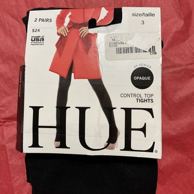 HUE 2-PAIRS BNWT MADE IN USA WOMEN SIZE -(3) BLACK