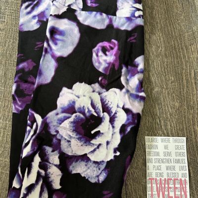 NEW RELEASE Lularoe Leggings Size Tween Beautiful Purple Rose Flower Print New