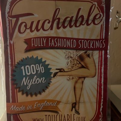 Touchable fully-fashioned Havana Heel nylon stockings, pink, size X-Small
