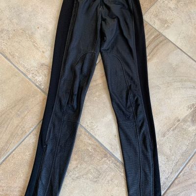 bcbg maxazria women XS Black faux leather zip front pull on leggings RR