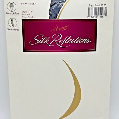 Hanes Silk Reflections Silky Sheer Silver Smoke Pantyhose Sz AB #717 Pantless
