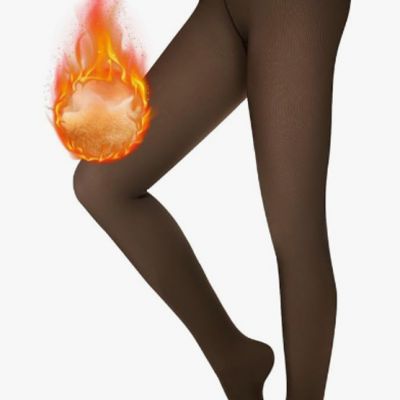 NEW Fiviow Fleece Lined Tights Sheer Women Fake Translucent Tights Size M-L