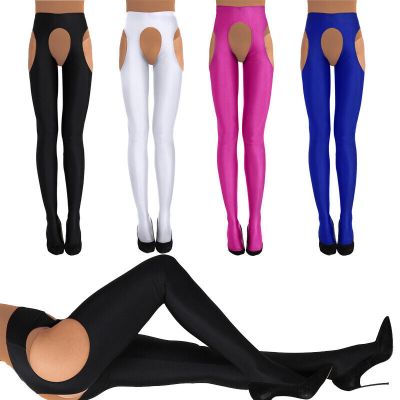 US Women Glossy Silk Pantyhose Sexy Hollow Out Tights Stretchy Skinny Underpants