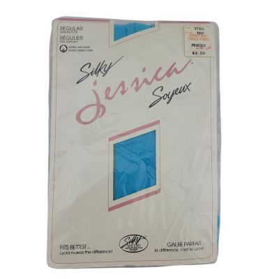 Sealed Vintage Pantyhose Peacock Blue Queen Size Sandalfoot Nylon & Spandex