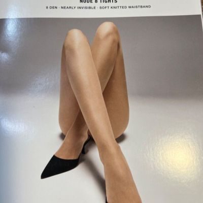 Wolford Nude 8 Tights pantyhose nylons nearly invisible light almond NWT - XS