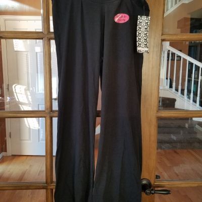 Black & Grey Yogini Style Yoga Legging Pants Built In Brief Panty Size S Petite