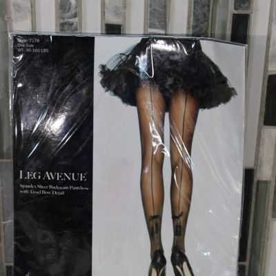 Tassel Bow Sheer Pantyhose Black One Size 90-160 Pounds