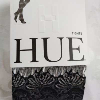 Hue Black Ornamental Lace Tights, Size M/L