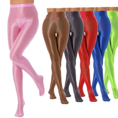 Women Pantyhose Compression Glossy Underpants Yoga Workout Tights Shiny Lingerie