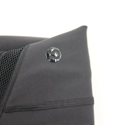 lululemon women's 8 mesh sheer detail leggings cropped black activewear pants
