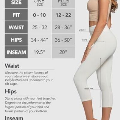 Ultra Soft Leggings for Women - One Size Plus Capri Length Solid - Off White