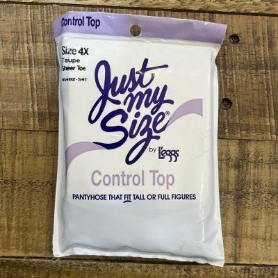 Vintage Just My Size By Leggs Pantyhose Size 4X Taupe  Sheer Toe Control Top