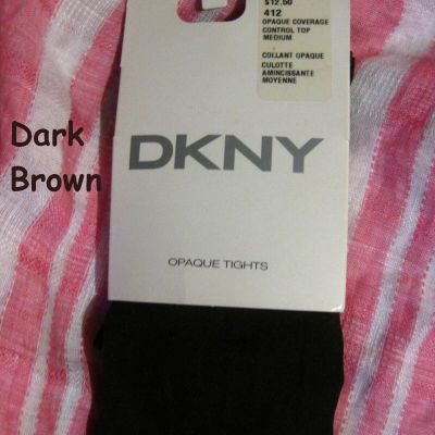 DKNY Opaque Tights~CHOCOLATE BROWN~CONTROL TOP~SZ. M~BRAND NEW~#412