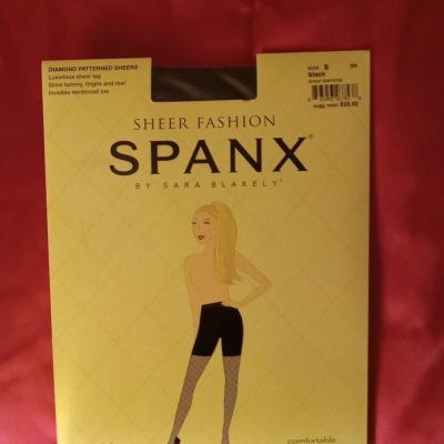 SPANX by Sara Blakely ~ Sheer Fashion Diamond Patterned Sheers Pantyhose ~Size B