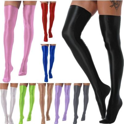 Womens Over Knee Socks Hosiery Stockings Lady Thigh High Glossy Tights Sexy Oil