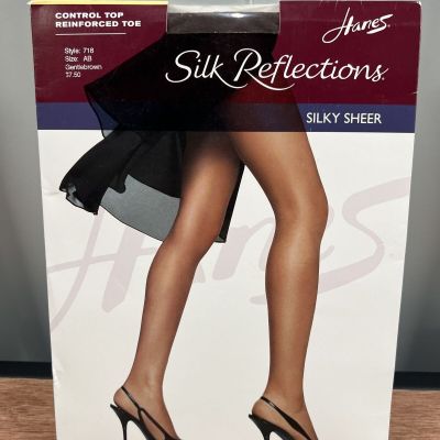 Hanes Silk Reflections Silky Sheer Control Top Pantyhose 718 Gentle Brown Sz AB