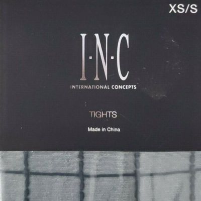 INC International Concept Windowpane Tights Dark Green XS 4'11