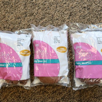 9ct L'eggs Silken Mist Control Top Silky Sheer Leg Pantyhose  Size A - Sun Beige