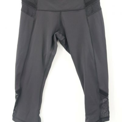 lululemon women's 8 mesh sheer detail leggings cropped black activewear pants