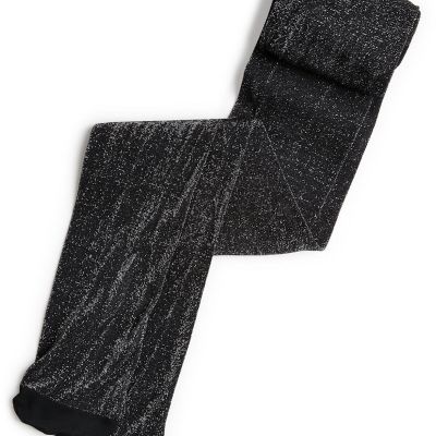 INC Women's Lurex Shine Tights sz X-Small / Small Black Semi Opaque