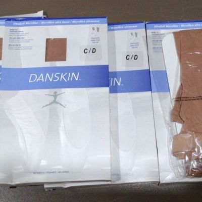 Danskin  Footless Tights # 711 Classic Light Toast Size C/D - 4 Pairs