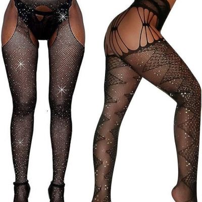 Fairydreamy Women's Sexy Crystal Rhinestone Pantyhose Tights Fishnet Stockings B