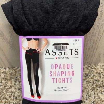 Assets by Spanks Black Opaque Shaping TIghts w/ Built in Shaper Short.