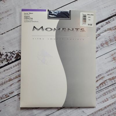 MOMENTS CONTROL TOP PANTYHOSE NAVY SIZE SMALL / MEDIUM SILKY SMOOTH