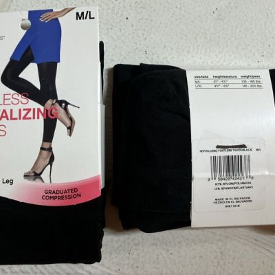 HANES FOOTLESS REVITALIZING OPAQUE TIGHTS   M/L - BLACK - GRADUATED COMPRESSION