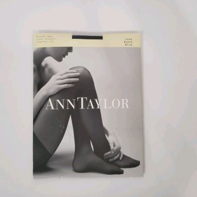 Ann Taylor Light Opaque Control Top Pantyhose Microfibre Size Long Black New