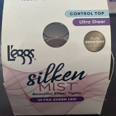 L'eggs Silken Mist Pantyhose Ultra Sheer Leg Control Top, Size B - NUDE