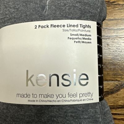 Kensie Fleece lined Footless Tights 2 pair Grey, Heathered Grey Size S / M