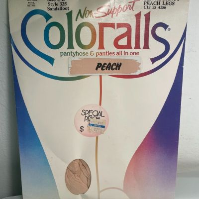 Women’s Vintage 1985 Hanes Coloralls PEACH Pantyhose Hose C-D