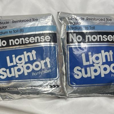 Vintage No Nonsense Light Support Nude Reinforced Toe Pantyhose Size Medium