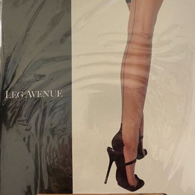 Leg Avenue Spandex Sheer Thigh Highs with Contrast Top, Backseam, Cuban Heel
