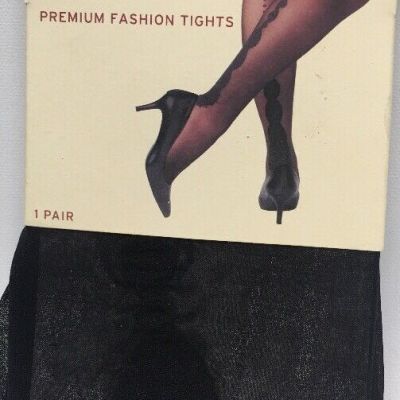Black Merona Size Small/Medium Fashion Tights NEW Sexy Black Back Pattern