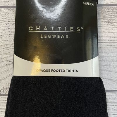 CHATTIES LEGWEAR opaque Tight Footed Pantyhose Ladies plus Size queen new black
