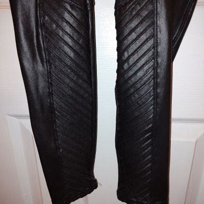 Spanx Faux Leather Moto Leggings Stretch Pants Size XS / TP