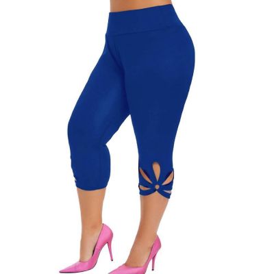 Plus Size Womens Stretch Capri Skinny Pants Ladies Workout Cropped Yoga Trousers