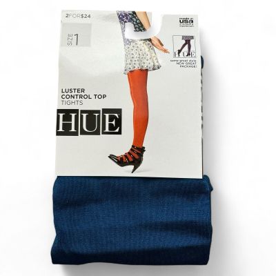 HUE Apollo Blue Luster Control Top Tights Womens Size 1 - 1 Pair New