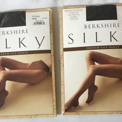 Lot of 2 SILKY BERKSHIRE FRENCH CUT PANTY Off Black Petit Very Sheer Leg 5030
