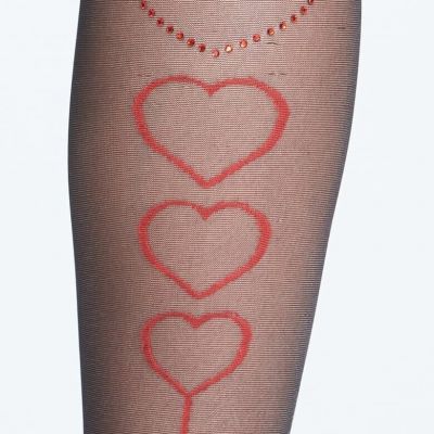 Pretty Polly 174440 Womens Hearts Back Seam Tights Black Size One Size