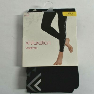 Xhilaration Juniors Black Gray Aztek Geometric Style Print Leggings Small 3-5