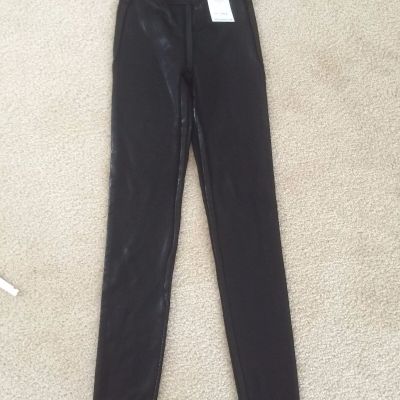 NWT AIKO Made in USA Shiny Black Slim Skinny Leggings Pants size XS $185