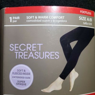 NEW! Secret Treasure Fleeced Footless Tights Black Size A/B 155- 235lb   5'5