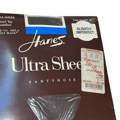 Hanes Ultra Sheer Control Top Pantyhose Barely Black Sz A Slightly Imperfect NEW