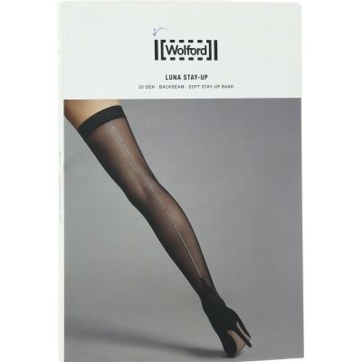 Wolford Luna Stay-Up Black 20 DEN Stockings 45417 Size Small