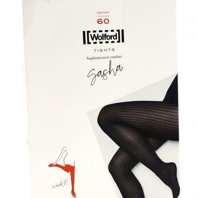 Wolford Sasha Black Denier 60 Woman's Tights L90010 Size Medium